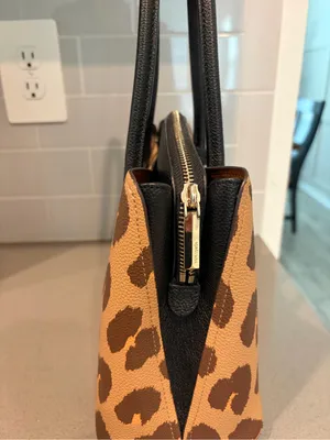 Kate Spade New York Medium Margaux Leopard Print Leather Satchel - Brown EUC thumbnail 10