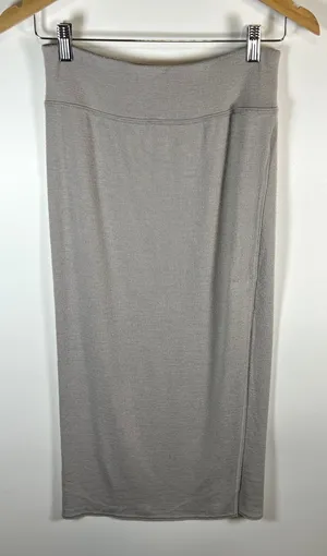 Wilfred Free Gray Ribbed Knit Midi Skirt Side Slit women' Size Small chic sexy‎ thumbnail 1