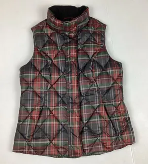 Eddie Bauer Women’s Goose Down Puffer Vest Tartan Plaid Size Small thumbnail 1