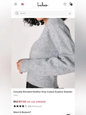 NWT LULUS Women’s Casually Elevated Cutout Surplice Long Sleeve Sweater Size M thumbnail 4