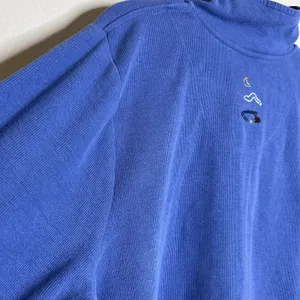Breckenridge womens quarter zip Pullover Blue Embroidered Preppy Cottage VTG‎ L 90s Nature thumbnail 7