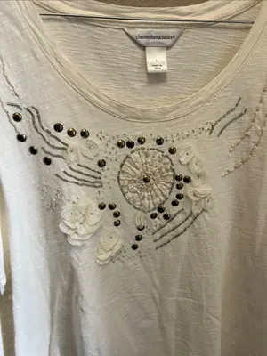 Christopher & Banks Cream Embroidered Scoop Neck Long Sleeve Top thumbnail 7