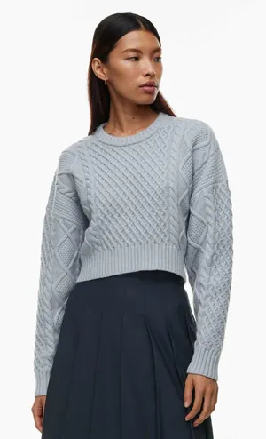 Aritzia Sunday Best Peggy Cropped Sweater grey minimalist coquette romantic 2XS thumbnail 1