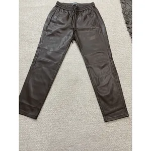 Anthropologie Ankle Pants Brown Faux Leather Drawstring Pockets Women's XS thumbnail 13