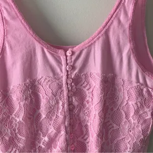 Free People Lace Corsette Style Tank Top Pink Sugar Crop Casual Cropped Buttons thumbnail 6