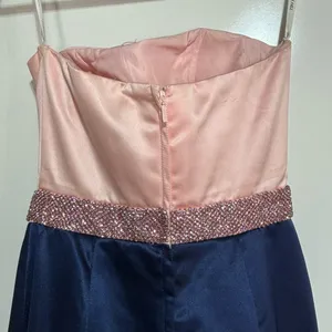 Sherri Hill Pink, Navy Empire Waist Strapless Mermaid Full Length Formal Gown 0 thumbnail 9