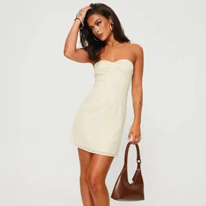 Princess Polly Malena Lemon Eyelet Strapless Mini Dress thumbnail 3