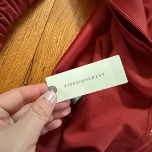Anthropologie Strapless Satin Midi Dress XL Red Bodycon Side Slit NWT thumbnail 7