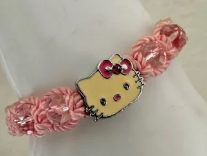 Hello Kitty macrame adjustable bracelet Pink thumbnail 1
