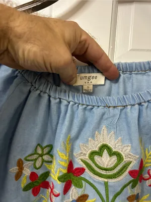 Umgee Light Blue Off-Shoulder Embroidered Dress thumbnail 3