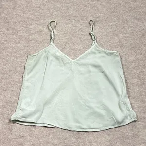 American Eagle Sage Green‎ Eyelet Embroidered V-Neck Cami Tank Top Small GUC thumbnail 3