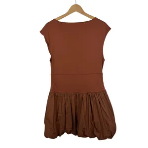 J Crew Bubble Hem Mixy Mini‎ Dress Large Terracotta Brown Old Money Mixed Media thumbnail 7