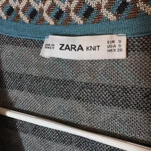 Zara Knit Jacquard‎ Dress Long Sleeve Geometric Print Mini Teal Brown Size Small thumbnail 6