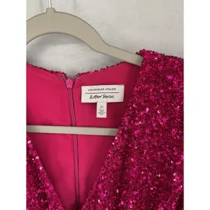 & Other Stories Womens Dress Pink Sequin V-Neck Long Sleeve Mini 4 thumbnail 5