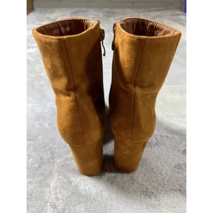 Tan Faux Suede Block Heel Ankle Boots Western Boho Indie Size 8 thumbnail 9