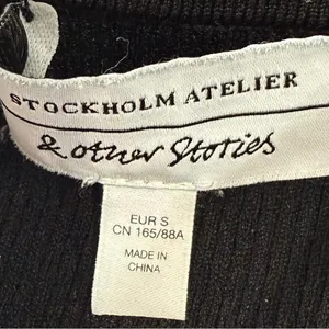 & OTHER STORIES Fitted Black‎ Ribbed Open Back Midi Dress Size Small thumbnail 6