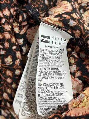 Billabong Desert Daze Floral Peasant Blouse Brown Smocked Long Sleeve Top Medium thumbnail 13