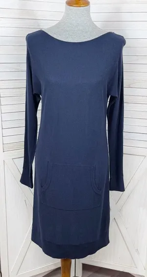 Lilly Pulitzer Jupiter Knit Sweater Shift Dress Navy Blue‎ XS Long Sleeve thumbnail 1