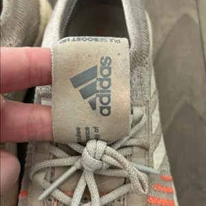 Adidas Boosted Beige and Coral Knit Sneakers thumbnail 2