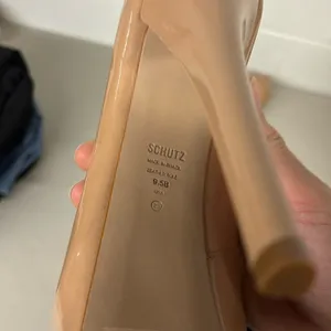 Schutz Zelda Platform Patent Peep Toe Size 9.5 Heels Nude sexy stripper please thumbnail 9