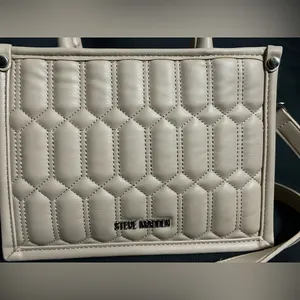 Steve Madden Quilted Mini Tote BNIKO Crossbody Purse Beige thumbnail 3