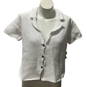 Free People Polo Top Womens L White Button Front Collared Beach Boho thumbnail 1
