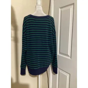 OFFLINE by Aerie Womens Waffle Knit Striped Oversized Top Navy Green Medium thumbnail 3