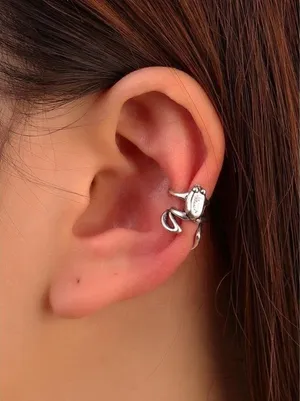 NEW Silver Tone Frog Ear Cuff Artsy Hipster Hippie‎ Funny Modern Hip One Size thumbnail 1