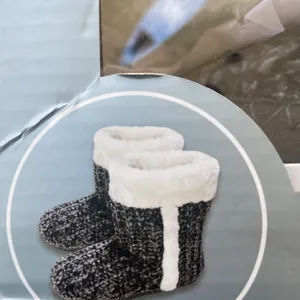 Memory Foam Slipper Boots Set With Gloves Gift Set Gray thumbnail 5