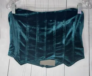 Le Lis Deep Green Velvet Corset Style Festival Rave 90's Top NWT thumbnail 1