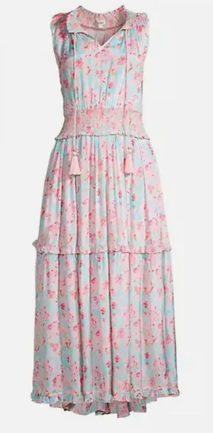 Roller Rabbit Amandine pink floral smocked waist size small thumbnail 1