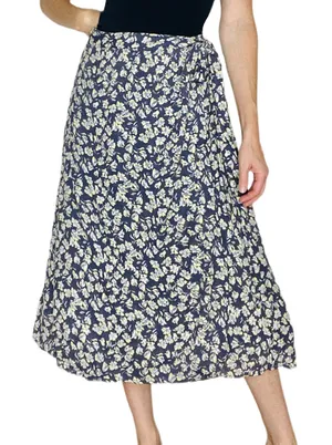 Caslon Grey & Yellow Floral Prairie Cottage Bohemian Midi Skirt thumbnail 1