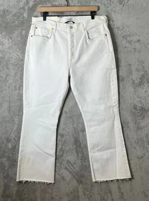 Citizens‎ of Humanity Isola Cropped Boot Jeans Size 32 White Organic Cotton New thumbnail 1