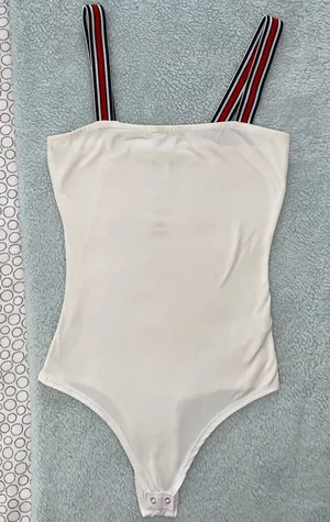 White Striped-Trim Bodysuit thumbnail 1