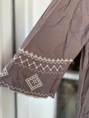 Monoreno Women's Large Brown Southwestern Embroidered Peasant Boho Tunic Top thumbnail 4