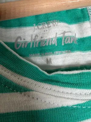 J. Crew Factory Green and White Striped girlfriend Tank Top size medium thumbnail 4