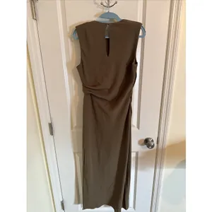 Jason Wu Brown Ruched Maxi Dress Gold Hardware Size 8 Sleeveless Fall thumbnail 3