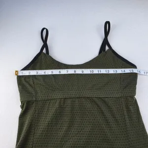 Athleta Chi Mesh Tank Top Olive Green Strappy Back Built in Bra Size Medium thumbnail 8
