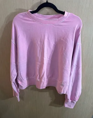 Old Navy SoComfy Terry Pink Crewneck Classic Length Sweatshirt Size Large thumbnail 1