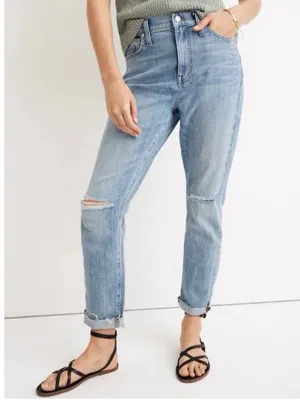 Madewell Boyjean Jeans Size 26‎ Blue Elkhart Wash High Rise Slim Crop Capsule thumbnail 1