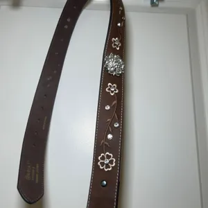 Ariat Womens Brown Leather Floral Embroidered Rhinestone Belt Strap S Western thumbnail 2