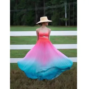AMUR Blue Ombre Pleated A-Line Sweetheart Emmett Sunset Gown Dress Size 6 thumbnail 5