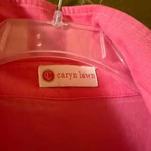 Caryn Lawn Preppy Corduroy Star Elbow Patch Dress in Pink thumbnail 4