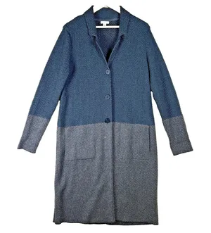 J Jill Sweater Coat Duster Sz S Colorblock Blue‎ Gray Cotton Blend Lagenlook thumbnail 1