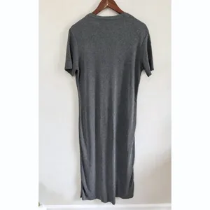 New York & Company Women's Gray Ribbed V-Neck Short Sleeve Maxi Sheath Dress thumbnail 2