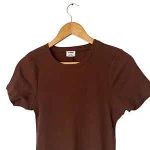 Cotton On Chocolate Brown T shirt Ribbed Maxi Dress Minimalist Basic Casual sz M thumbnail 2