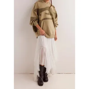 Free People Its A Vibe Camo Hoodie Small Green Patchwork Oversized Baggy Soft thumbnail 2