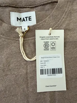 Mate the Label Regenerative Hemp Shrunken Tee S NWT Mineral thumbnail 8