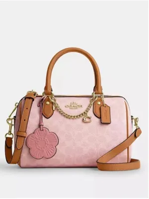 NEW Coach Medium Powder Pink Signature Rowan Satchel CEA18 NWT thumbnail 2