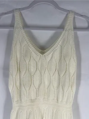 Knit Mix Ivory Pointelle Open Knit Maxi Dress Size M thumbnail 3